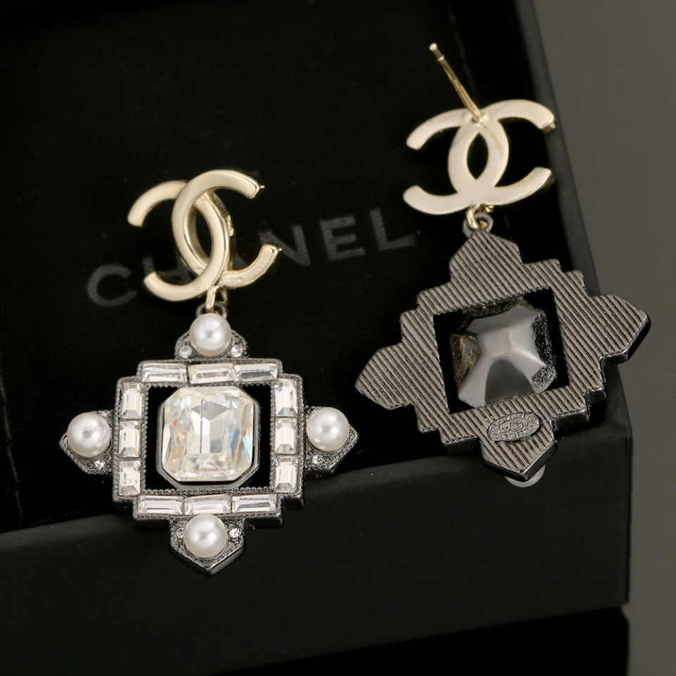 18K Chanel Crystal Earrings
