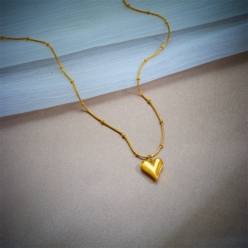 IL - Gold Stainless Steel Heart Pendant Necklace